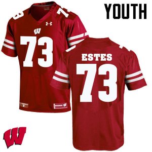 Youth Wisconsin Badgers NCAA #73 Kevin Estes Red Authentic Under Armour Stitched College Football Jersey AV31B68QZ